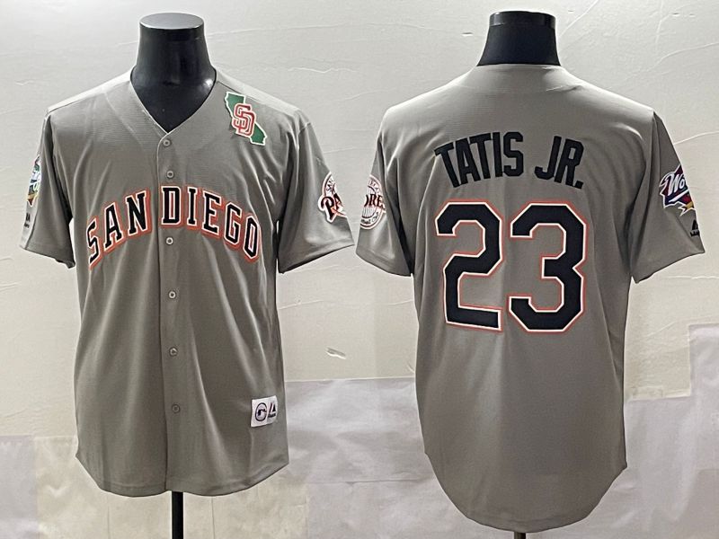 Men 2025 San Diego Padres #23 Tatis jr Grey Throwback Game Nike MLB Jersey style 7->san diego padres->MLB Jersey